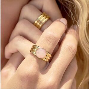 Gorjana Power Gemstone Reed Ring For Love Rose Quartz New